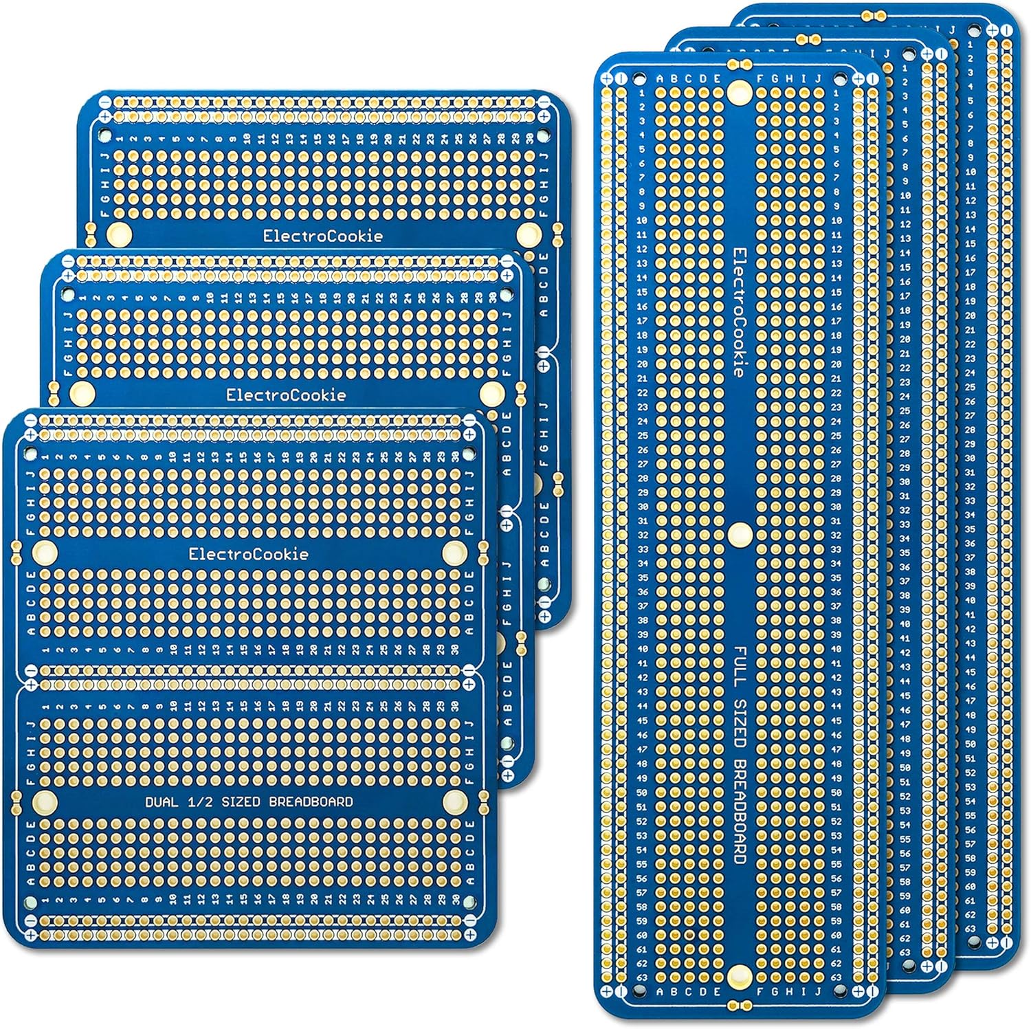 ElectroCookie Large PCB Prototype Board 6 Multi-Pack Solderable Breadboard