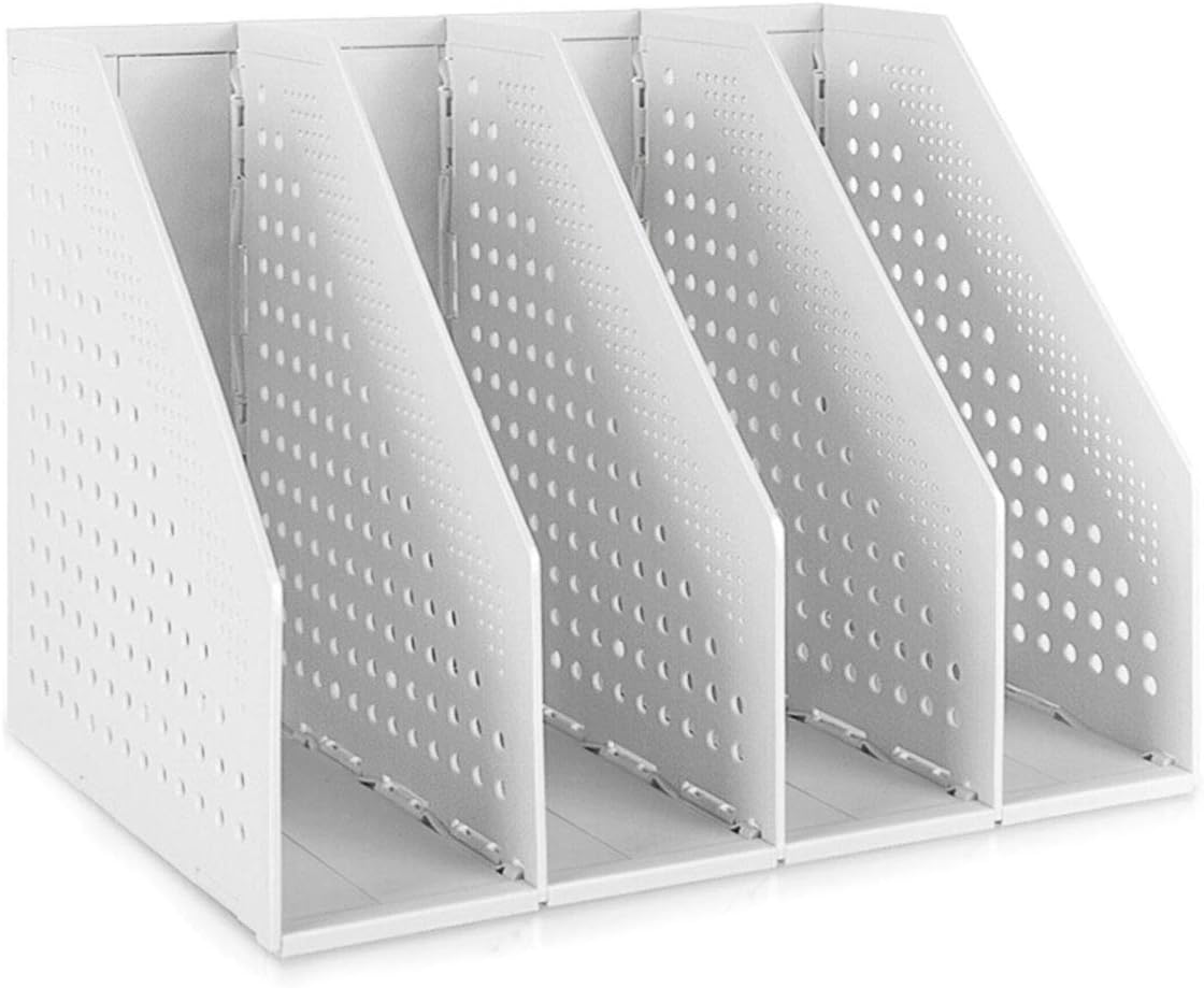 SAYEEC Collapsible File Organizer 4-Compartment Plastic Divider Magazine Holder SAYEEC Collapsible File Organizer 4-Compartment Plastic Divider Magazine Holder