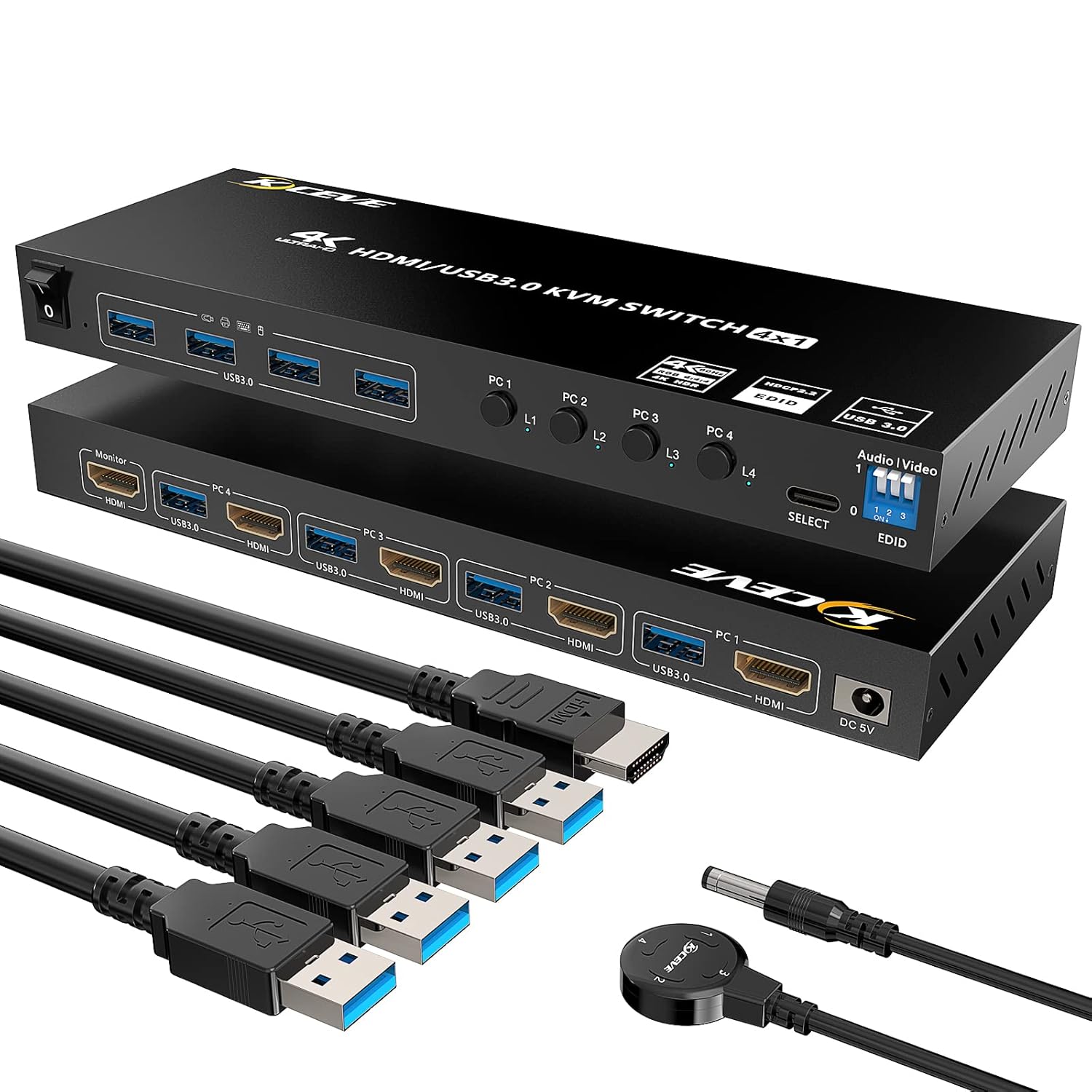 AOOCOO 4K @60Hz USB 3.0 4-Port HDMI KVM