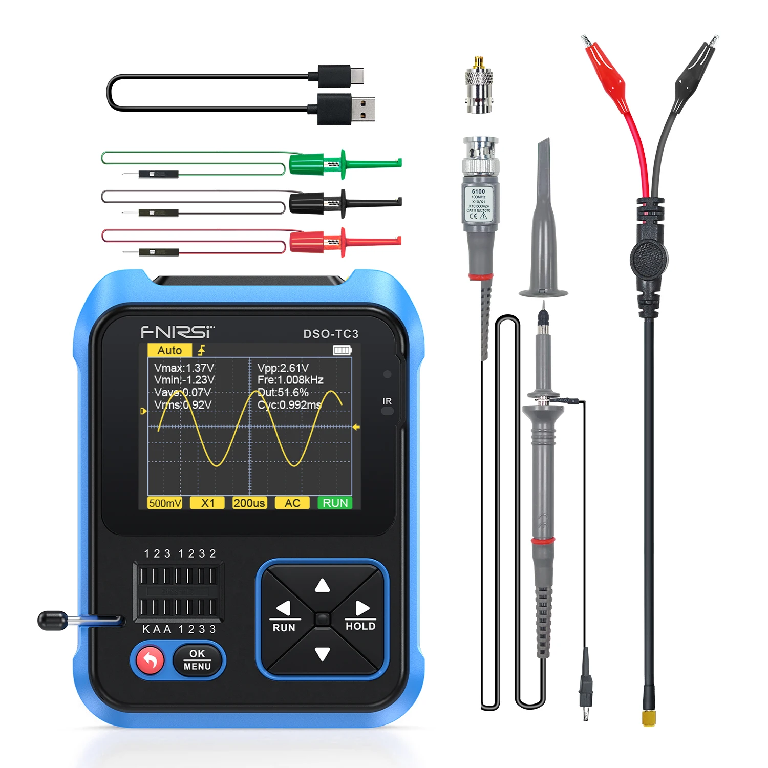 FNIRSI DSO-TC3 3 in 1 Oscilloscope Signal Generator Component Tester