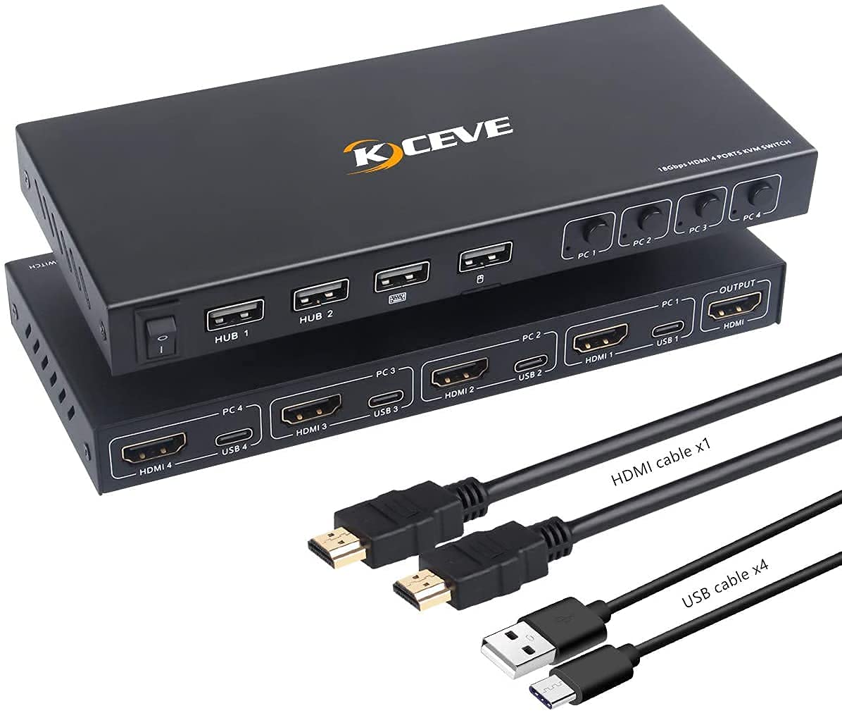 AOOCOO 4K @60Hz USB 2.0 4-Port HDMI KVM